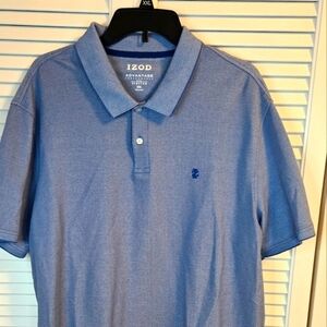 IZOD Polo Shirt Men XXL Advantage Performance Natural Stretch Short Sleeve Blue